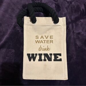 Canvas Wine Tote with Black Handles